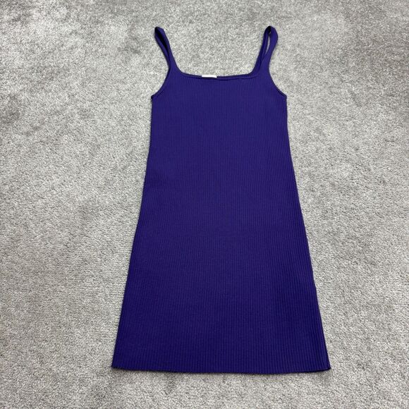 Aritzia Wilfred Saturn Ribbed Knit Bodycon Mini Tank Dress Womens Medium Purple - Picture 4 of 12